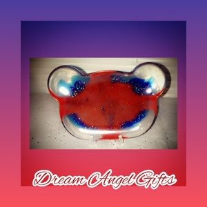 Red clear blue jewelry tray